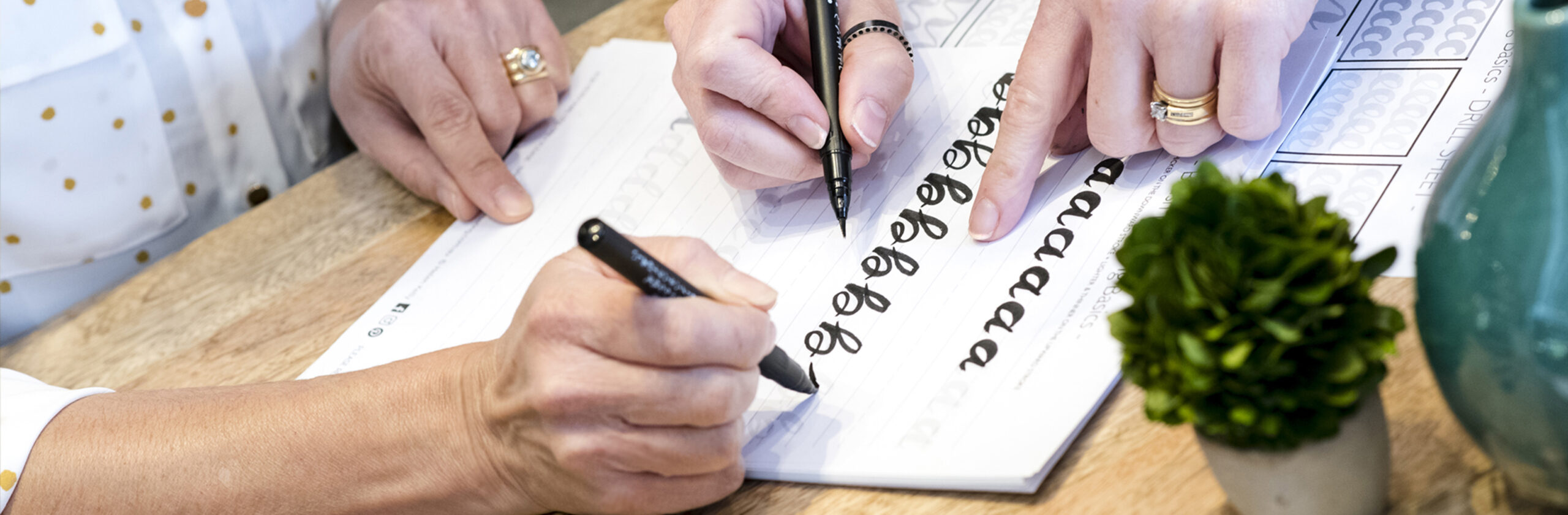 Learn Brush Lettering Calligraphy during a private class. Perfect for Hen's Day's, Baby Showers, Corporate class sessions, Birthday Party experiences.